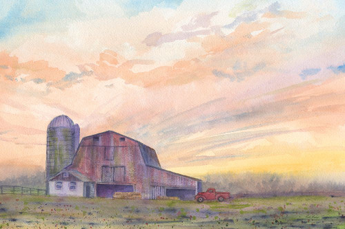 Red Barn At Sunset 1 Poster Print - Patti Bishop