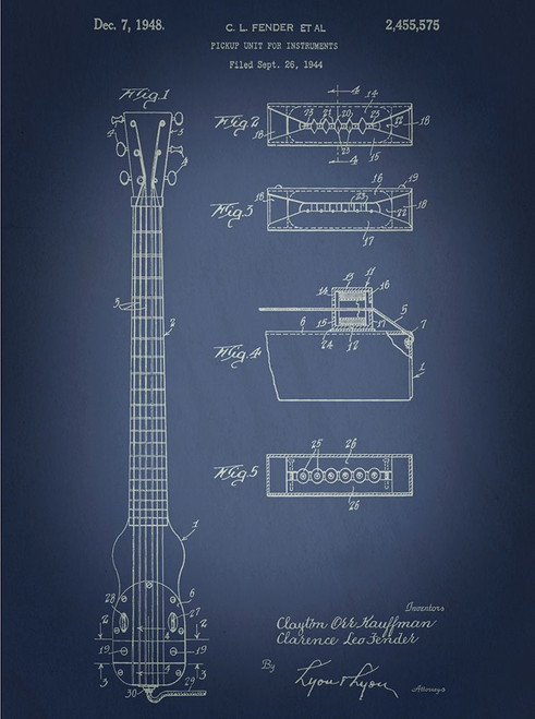 Fender Guitar Patent Poster Print - GST