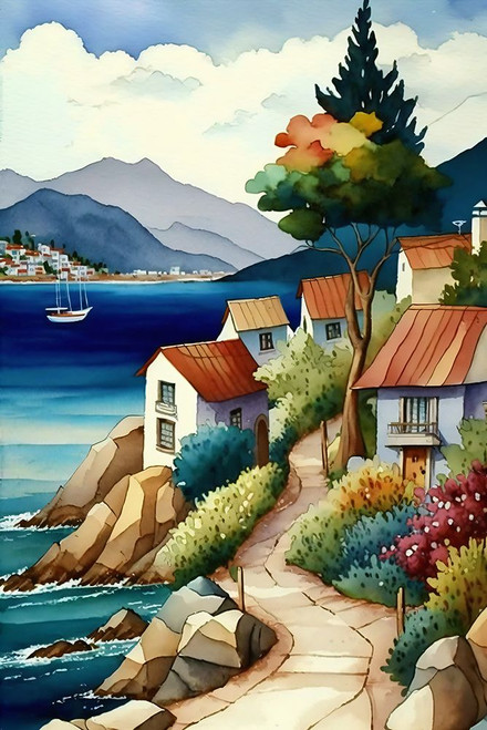 Folk Art Harbors 13 Poster Print - Ray Heere