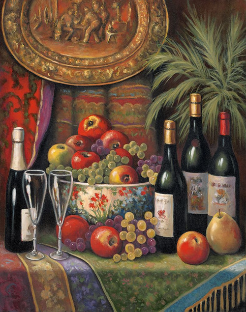 Wine And Floral 1 Poster Print - John Zaccheo Wine And Floral 1 Poster Print - John Zaccheo