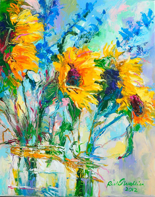 Sunflowers In Glass Bottles Poster Print - Richard Wallich