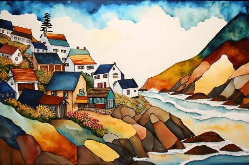 Folk Art Harbors 2 Poster Print - Ray Heere