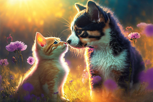 Cats And Dogs 8 Poster Print - Ray Heere