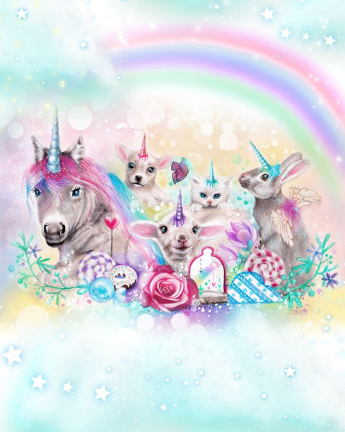 We All Just Want To Be Unicorns - With Rainbow Background Poster Print - Pike Art Sheena