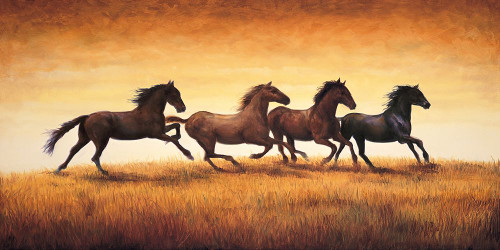 Stallions at Sunset Poster Print - Ricardo Vargas