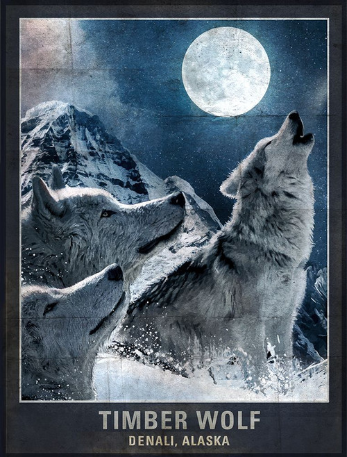 Wolf Moon Poster Print - Red Truck Old