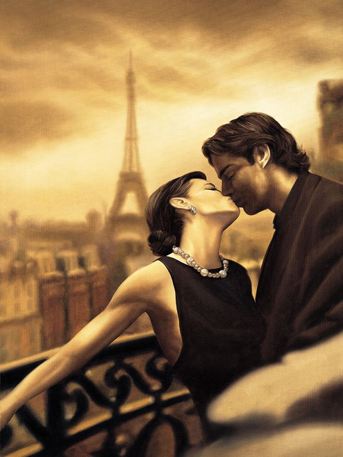 A Paris Kiss Poster Print - Migdalia Arellano