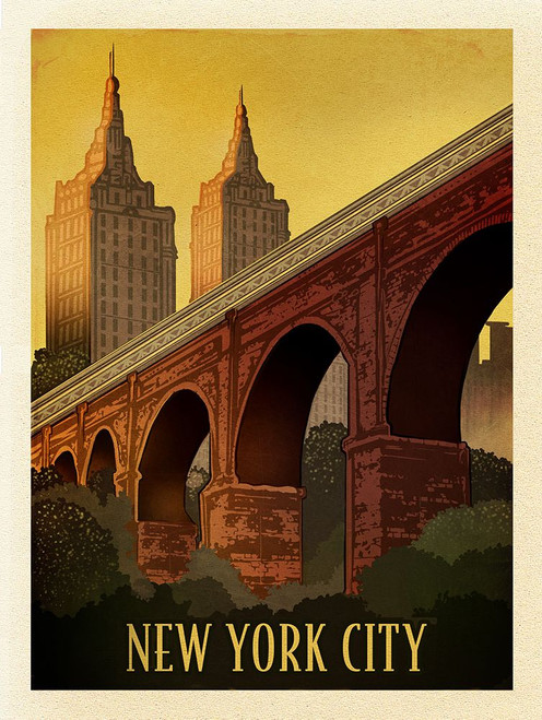 Vintage New York Poster Print - Red Truck Old
