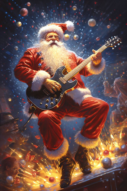 Santa Rocking It 8 Poster Print - Ray Heere