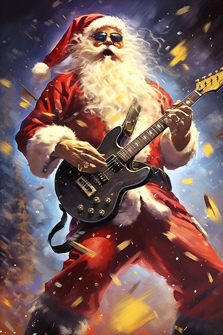 Santa Rocking It 9 Poster Print - Ray Heere
