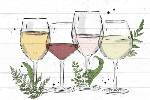 Wine Glass Ferns 1 Poster Print - Kimberly Allen