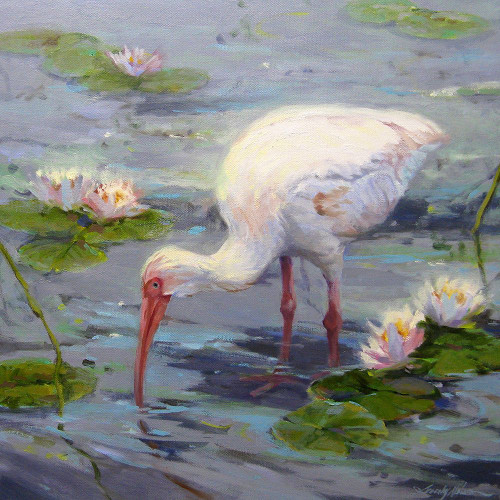 Ibis and Lilies Poster Print - Sandy Nelson