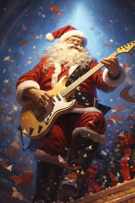 Santa Rocking It 3 Poster Print - Ray Heere