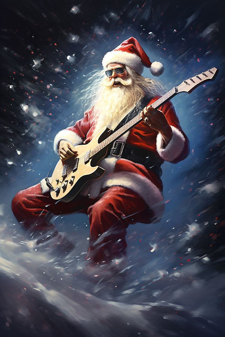 Santa Rocking It 6 Poster Print - Ray Heere