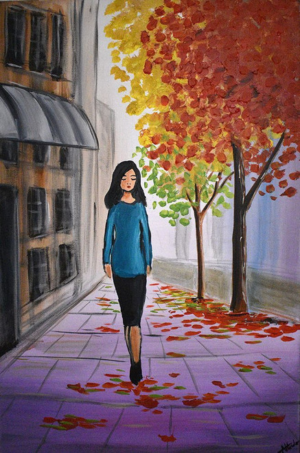Autumn City Walk Poster Print - Aisha Haider