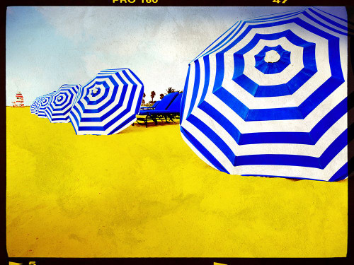 Beach Umbrellas Blue Poster Print - ArtLab GI