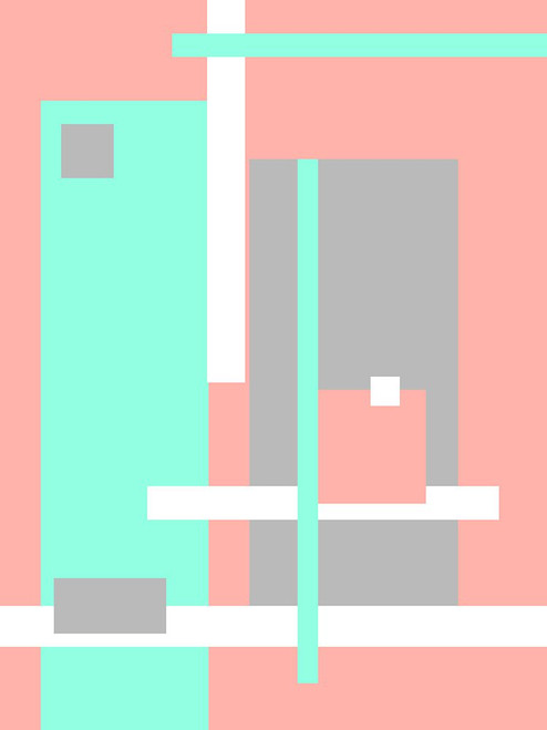 Digital Art Pastel Geometric Abstract Poster Print - Rainbow Fine Jenny