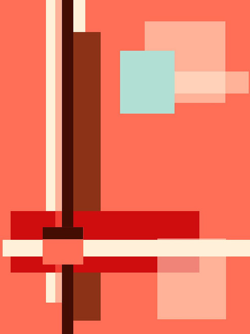 Digital Art Geometric Abstract Living Coral Poster Print - Rainbow Fine Jenny