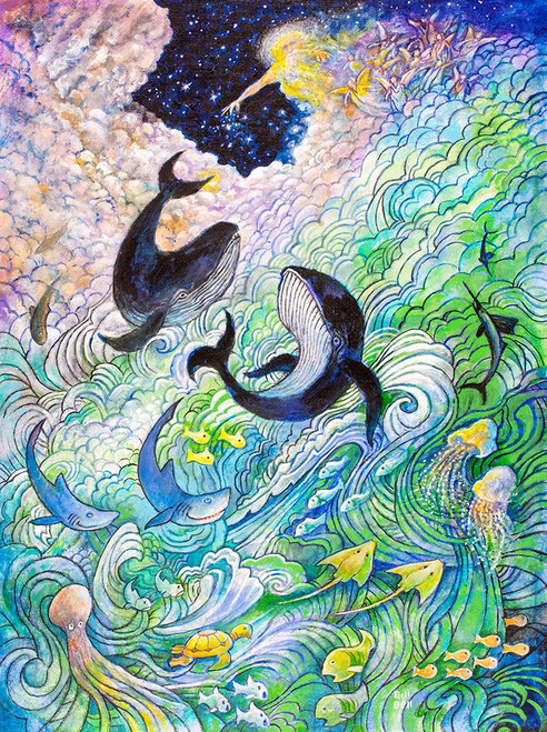Creation Whales and Fishes Poster Print - Bill Bell