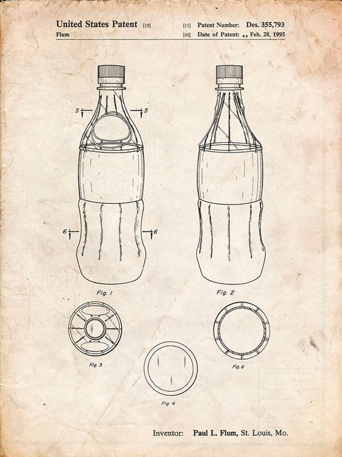 PP432-Vintage Parchment Coke Bottle Display Cooler Patent Poster Poster Print - Cole Borders