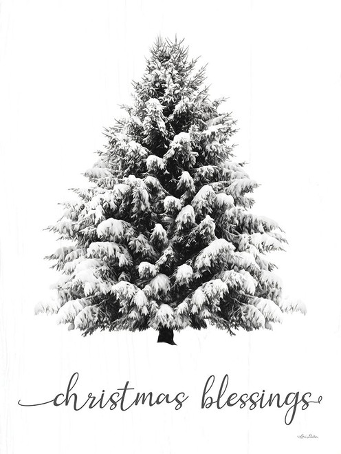 Christmas Blessings Snowy Tree Poster Print - Lori Deiter