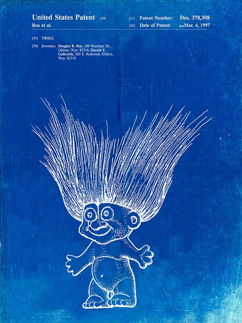 PP406-Faded Blueprint Troll Doll Patent Poster Poster Print - Cole Borders
