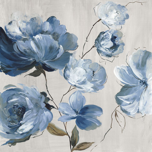 Blue Florals Cascade Poster Print - Asia Jensen