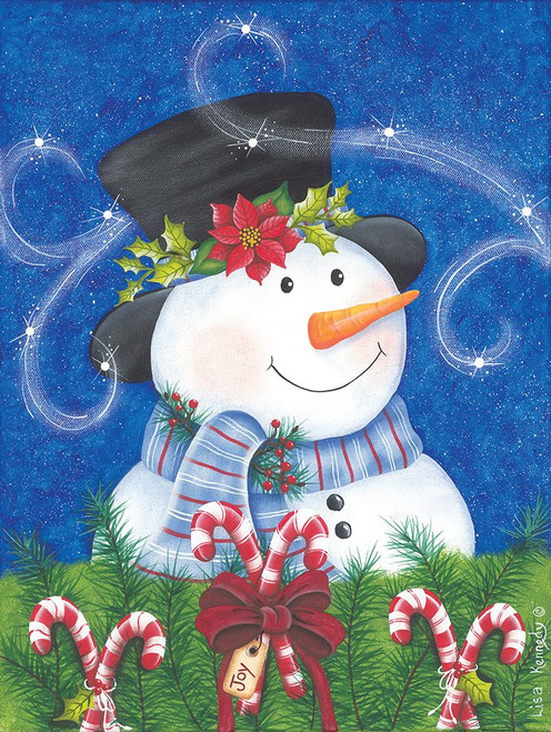 Snowman And Candy Canes Poster Print - Lisa Kennedy