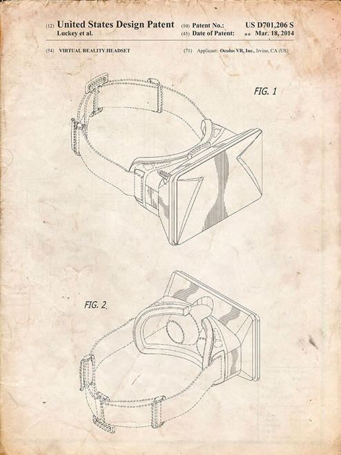 PP279-Vintage Parchment Oculus Rift Patent Poster Poster Print - Cole Borders