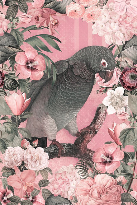 The Parrots Paradise Garden 3 Pastel Pink Poster Print - Andrea Haase