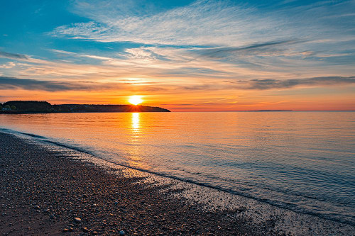 Canada-New Brunswick-St. Martins. Sunrise on Bay of Fundy. Poster Print - Gallery Jaynes