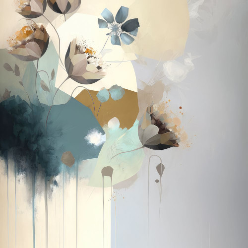 Abstracted Blue Blooms Poster Print - Bella Eve