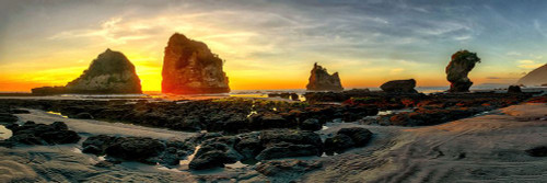 The Motukiekie Beach Panorama In Greymouth, West Coast, New Zealand Poster Print - Lena Owens