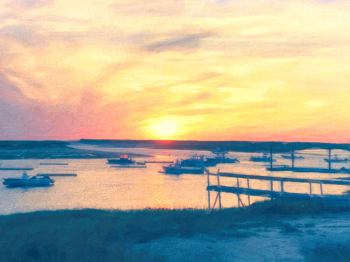 Boats Illuminated at Sunset Poster Print - GST
