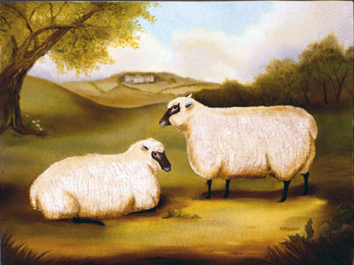 Two Sheep in a Landscape Poster Print - Alexandra Churchill