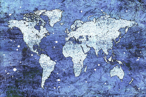 Blue Map Poster Print - Martina