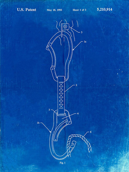 PP200- Faded Blueprint Automatic Lock Carabiner Patent Poster Poster Print - Cole Borders