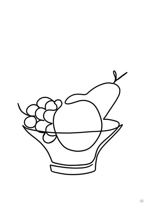 Still Life Fruit Bowl Poster Print - and Brush Line