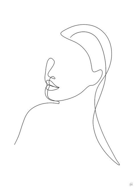 Line Lady Portrait 1 Poster Print - and Brush Line