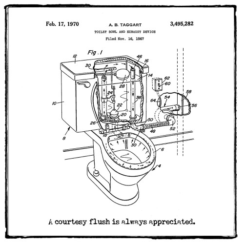 A Courtesy Flush Bathroom Patent Poster Print - GST