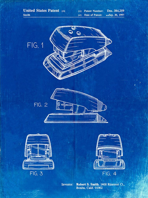 PP164- Faded Blueprint Mini Stapler Patent Poster Poster Print - Cole Borders