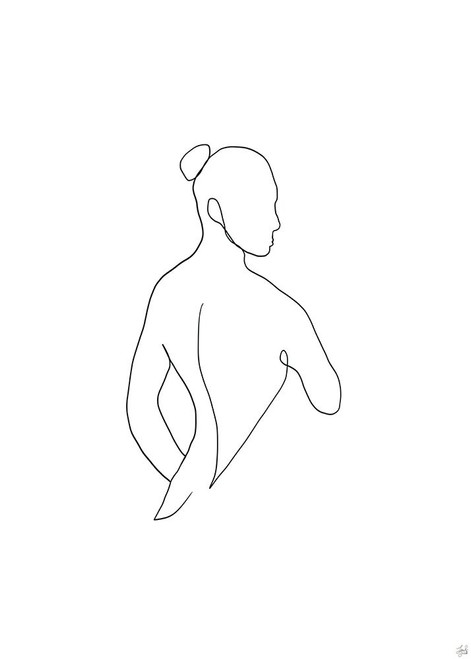 Line Female Back 4 Poster Print - and Brush Line