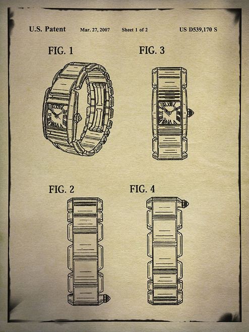 Cartier Tank Watch Buff Poster Print - ArtLab GI