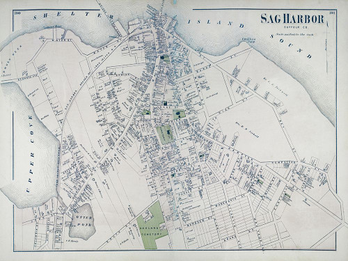 1873 Sag Harbor Suffolk Co map Poster Print - GST