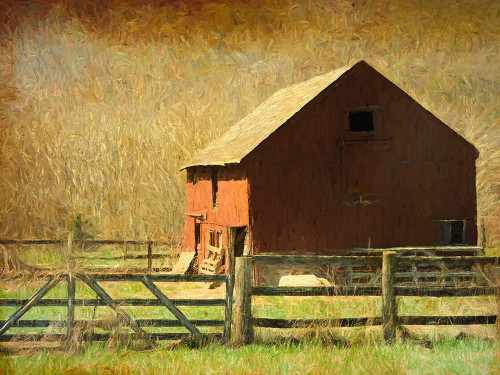 Red barn in Kent Poster Print - GST