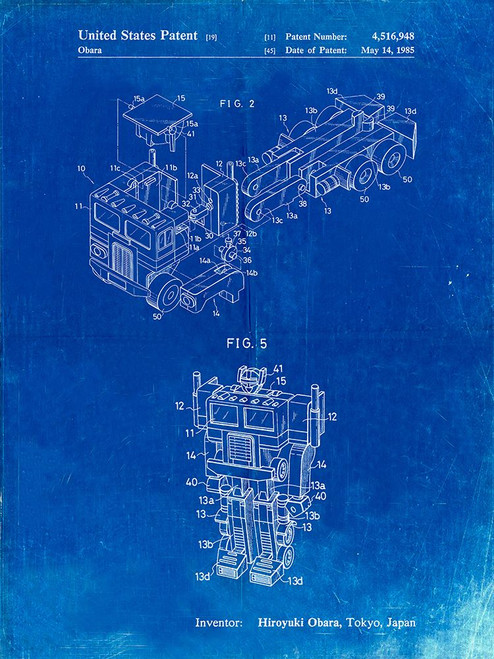 PP179- Faded Blueprint Optimus Prime Transformer Poster Poster Print - Cole Borders