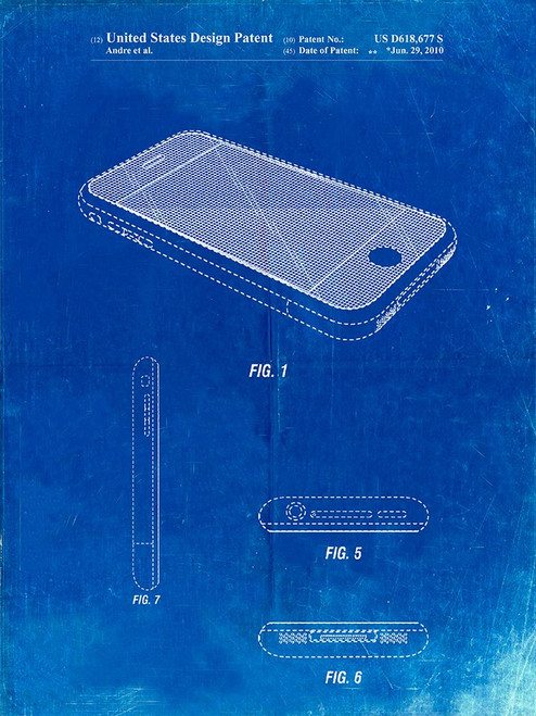 PP177- Faded Blueprint iPhone 3 Patent Poster Poster Print - Cole Borders