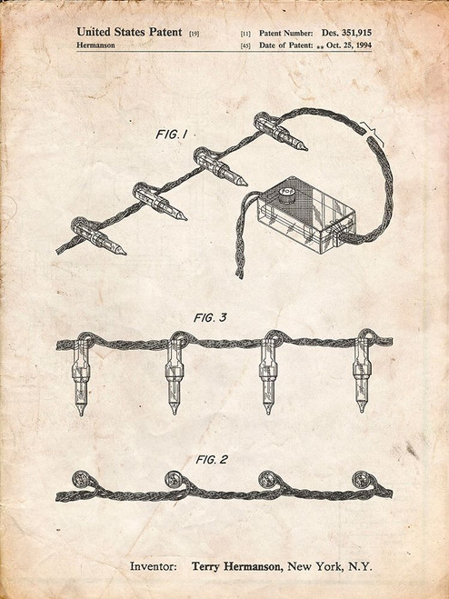 PP763-Vintage Parchment Christmas Lights Poster Poster Print - Cole Borders