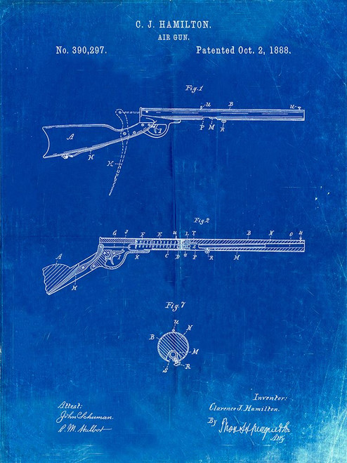 PP777-Faded Blueprint Daisy Air Rifle Patent Art Poster Print - Cole Borders PP777-Faded Blueprint Daisy Air Rifle Patent Art Poster Print - Cole Borders