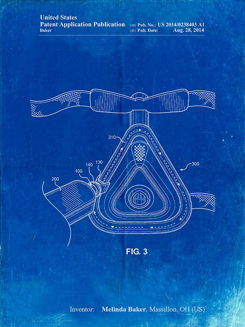 PP775-Faded Blueprint CPAP Mask Patent Poster Poster Print - Cole Borders